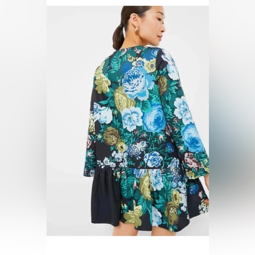 Tuckernuck Pierce Floral Mini Dress XXS NWT Black Blue Green Tiered Cotton - Picture 3 of 13